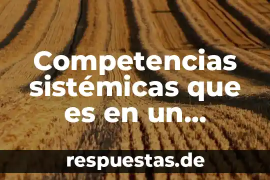 Competencias sistémicas que es en un proyecto
