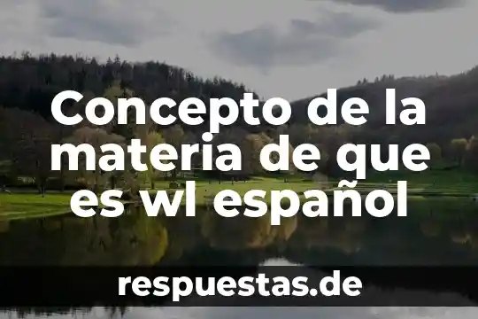 Concepto de la materia de que es wl español