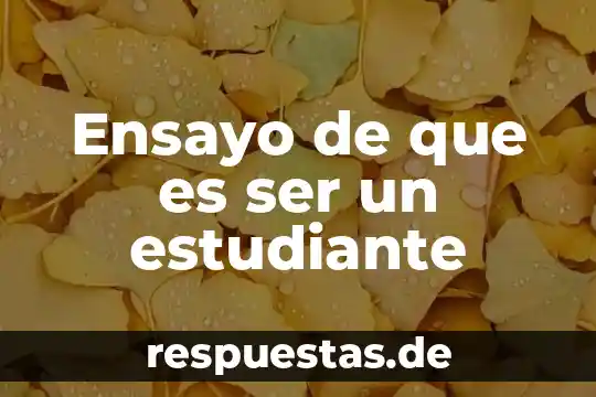 Ensayo de que es ser un estudiante