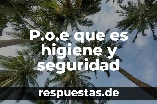 Que es seguridad e higiene de los procesos 8 P.o.e que es higiene y seguridad