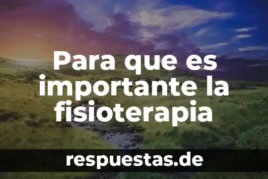 Para que es importante la fisioterapia