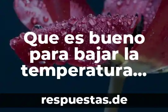 Que es bajar personas 4 Que es bueno para bajar la temperatura corporal