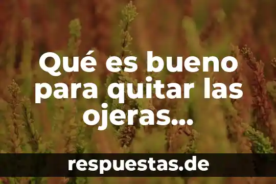 Qué es bueno para quitar las ojeras rápidamente