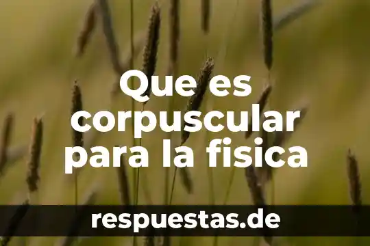 Que es la hemoglobina corpuscular media y sus valores normales 4 Que es corpuscular para la fisica