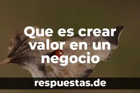 Que es crear valor en un negocio