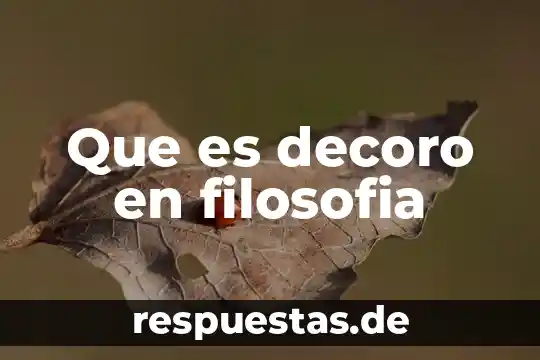 Qué es una rama de la filosofía 6 Que es decoro en filosofia