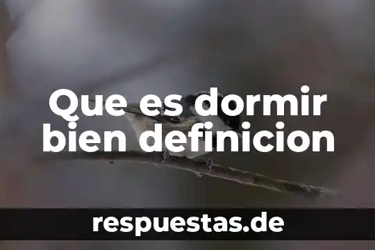 Que es dormir bien definicion