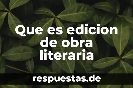 Que es edicion de obra literaria