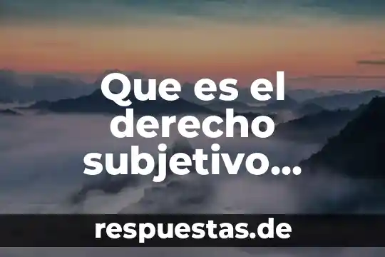 Que es el derecho subjetivo tutorial