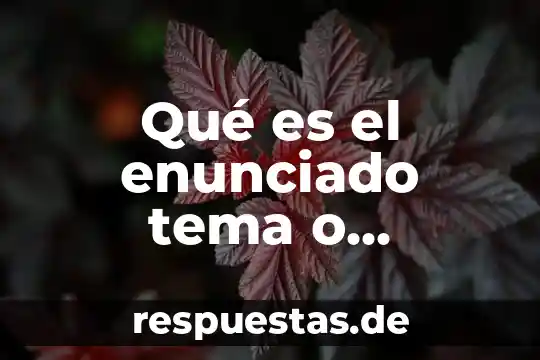 Que es un problema socio-ambiental tesis 6 Qué es el enunciado tema o problema