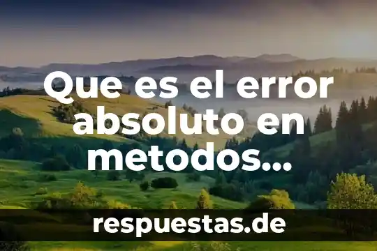 Que es el concepto de error 7 Que es el error absoluto en metodos numericos
