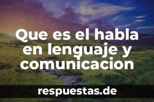 Que es el habla en lenguaje y comunicacion