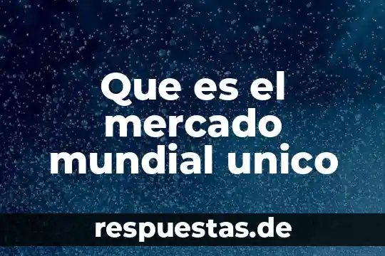 Sub mercado que es 3 Que es el mercado mundial unico