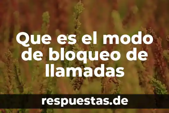 Qué es núcleo verbal modo y número 8 Que es el modo de bloqueo de llamadas
