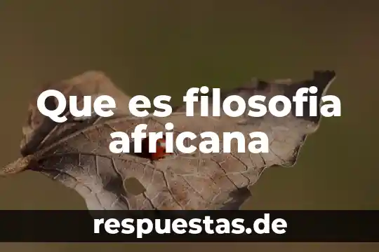 Que es filosofia africana