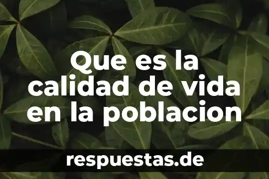 Concepto que es calidad de vida 6 Que es la calidad de vida en la poblacion