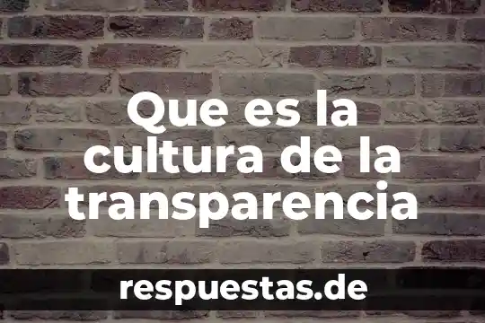 Que es cultura autóctona 4 Que es la cultura de la transparencia