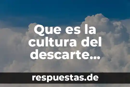 Que es la cultura reflexion 3 Que es la cultura del descarte mencionar algunos casos