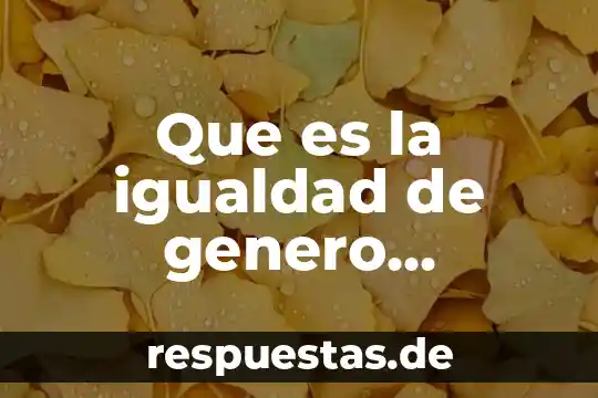 Qué es el género dr 3 Que es la igualdad de genero resumen