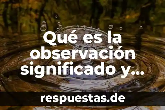 Qué es el registro de observación 4 Qué es la observación significado y características