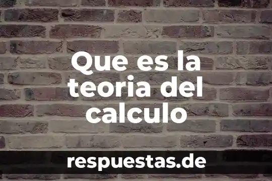Que es la teoria del calculo
