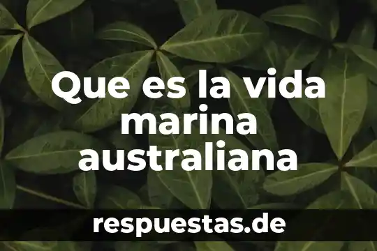 Vida que es filosofía 4 Que es la vida marina australiana