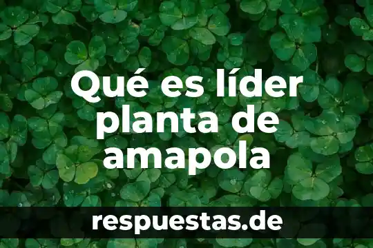 Que es lo que impide cambiar para ser un lider 7 Qué es líder planta de amapola