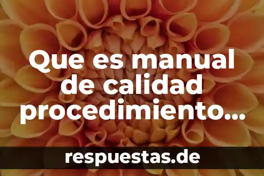Que es operacion de proceso 4 Que es manual de calidad procedimiento de operacion