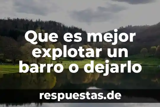 Que es mejor explotar un barro o dejarlo