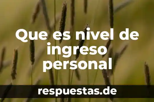 Que es nivel de ingreso personal