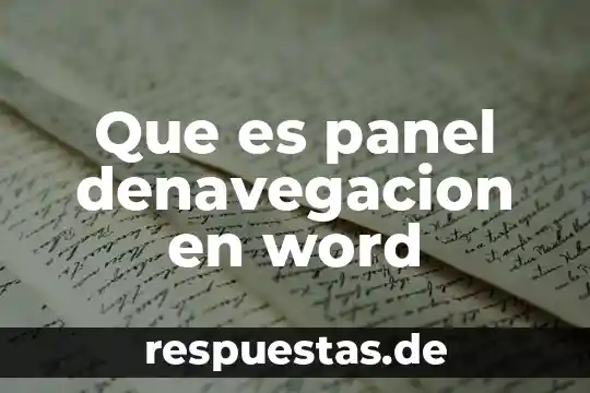 Que es panel denavegacion en word