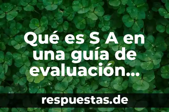 Que es un guia de prestaciones concepto 7 Qué es S A en una guía de evaluación infantil