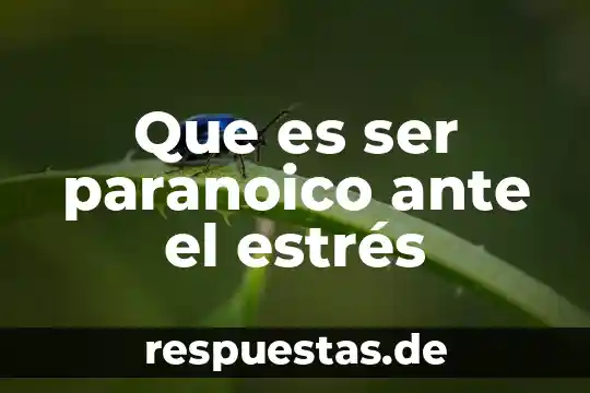 Que es ser paranoico ante el estrés