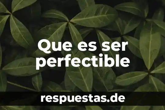 Que es ser perfectible