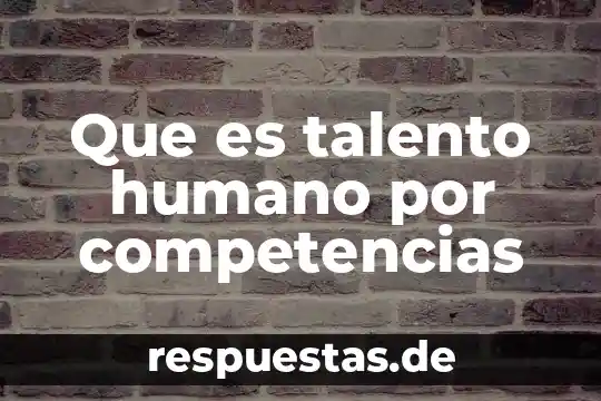 Que es talento humano por competencias