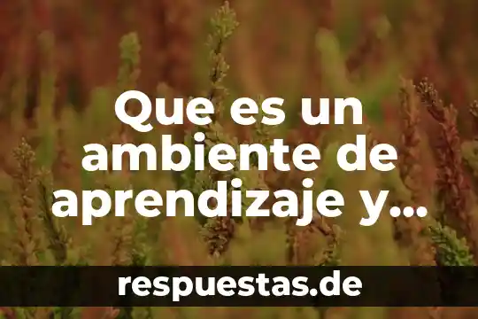 Qué es un ambiente escolar concepto 6 Que es un ambiente de aprendizaje y sus caracteristicas