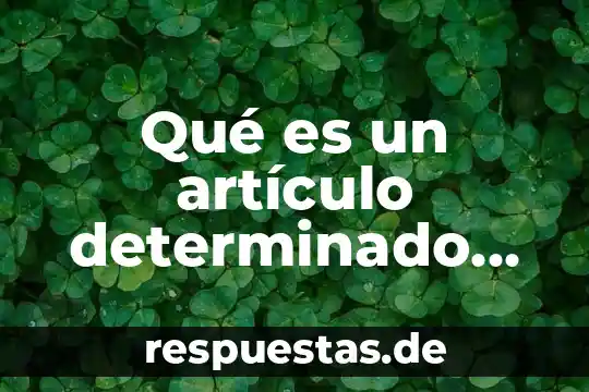 Qué es un artículo concepto 3 Qué es un artículo determinado Yahoo