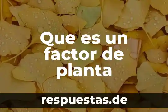 Qué es una planta de saneamiento 6 Que es un factor de planta