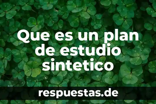 Que es el metodo sintetico segun autores 6 Que es un plan de estudio sintetico