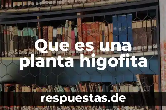 Que es gerencia de planta 7 Que es una planta higofita