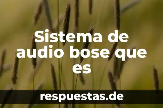 ¿Qué es el número audio? 5 Sistema de audio bose que es