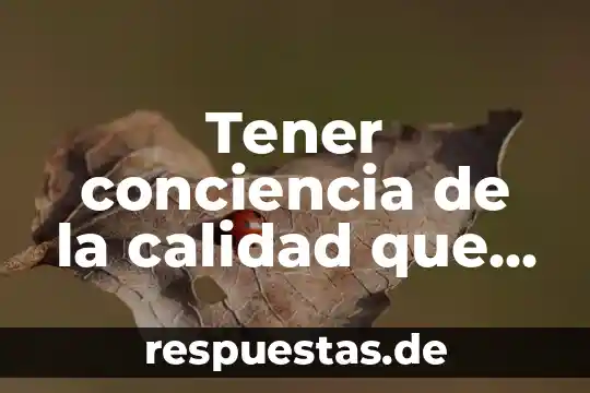 Tener conciencia de la calidad que es