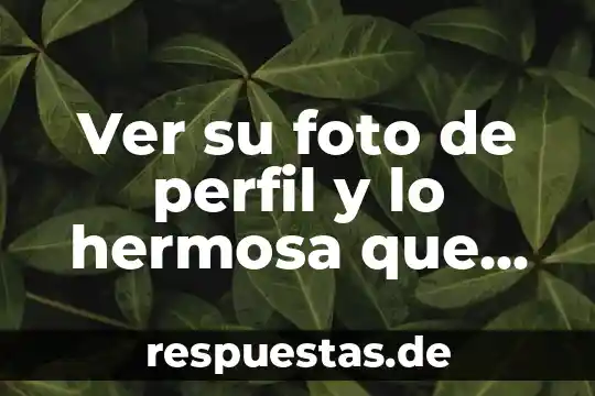 Ver su foto de perfil y lo hermosa que es